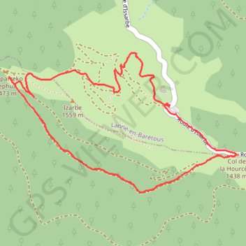 Itinéraire Le tour du Pic d'Issarbe en raquettes, distance, dénivelé, altitude, carte, profil, trace GPS