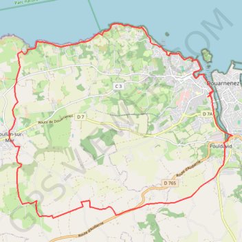 Itinéraire Tréboul Poullan Sur Mer, distance, dénivelé, altitude, carte, profil, trace GPS