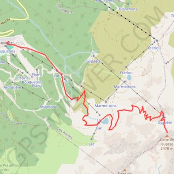 Itinéraire Cime de la jasse, distance, dénivelé, altitude, carte, profil, trace GPS