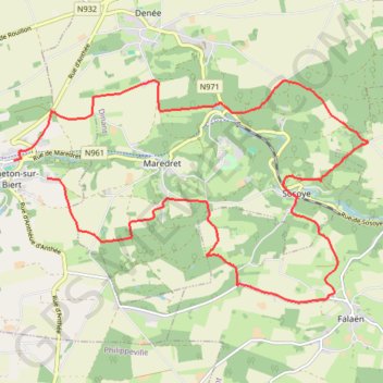 Itinéraire Boucle entre Ermeton-sur-Biert et Sosoye, distance, dénivelé, altitude, carte, profil, trace GPS