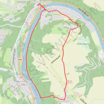 Itinéraire HASTIERE - Blaimont et le barrage de hastière, distance, dénivelé, altitude, carte, profil, trace GPS