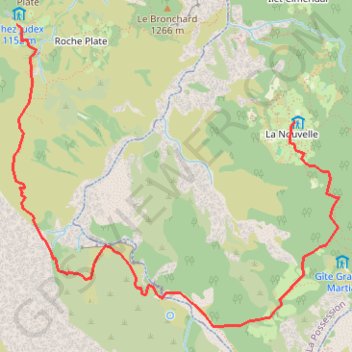 Itinéraire Roche Plate - La Nouvelle, distance, dénivelé, altitude, carte, profil, trace GPS