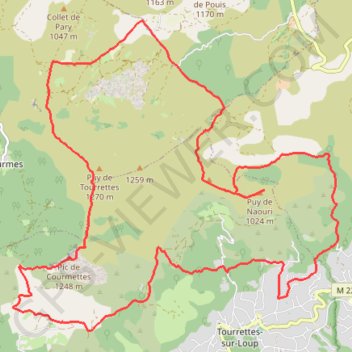 Itinéraire Puy de Naouri - Puy de Tourrettes - Pic de Courmettes, distance, dénivelé, altitude, carte, profil, trace GPS