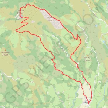 Itinéraire Legate en circuit depuis Lekarotz, distance, dénivelé, altitude, carte, profil, trace GPS