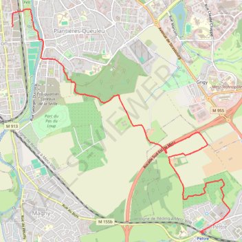 Itinéraire Peltre - Metz-Sablon, distance, dénivelé, altitude, carte, profil, trace GPS