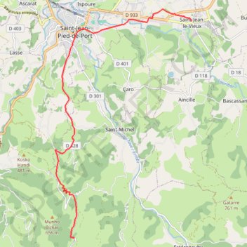 Itinéraire Saint-Jean-le-Vieux - Refuge Orisson, distance, dénivelé, altitude, carte, profil, trace GPS