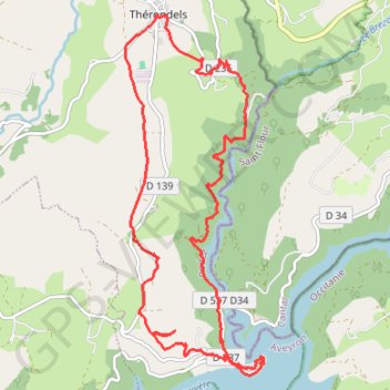 Itinéraire Balade à la presqu'île de Laussac - Thérondels, distance, dénivelé, altitude, carte, profil, trace GPS