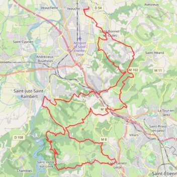 Itinéraire Par Monts et par Veauche - Veauche, distance, dénivelé, altitude, carte, profil, trace GPS