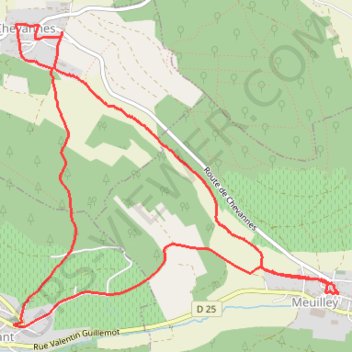 Itinéraire Chevannes sud-est, distance, dénivelé, altitude, carte, profil, trace GPS