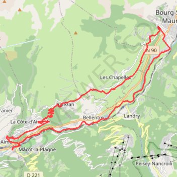 Itinéraire aime, distance, dénivelé, altitude, carte, profil, trace GPS