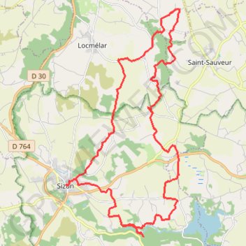 Itinéraire Autour de Sizun, distance, dénivelé, altitude, carte, profil, trace GPS