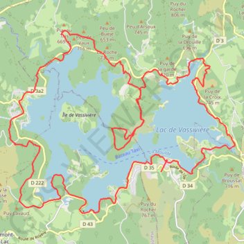 Itinéraire Lac de Vassivière - Vauveix, distance, dénivelé, altitude, carte, profil, trace GPS