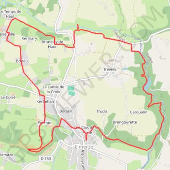 Itinéraire Limerzel,Vallée du Trévelo, distance, dénivelé, altitude, carte, profil, trace GPS