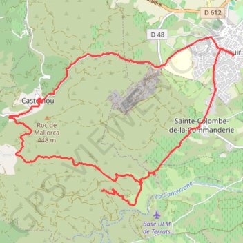 Itinéraire Vers Castelnou via Sainte-Colombe - Thuir, distance, dénivelé, altitude, carte, profil, trace GPS