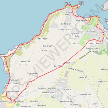 Itinéraire De la plage de Trémazan à la Pointe de Landunvez, distance, dénivelé, altitude, carte, profil, trace GPS