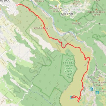 Itinéraire RandoPitons.re #1168 - L'Ilet des Orangers depuis Sans Souci par la Canalisation des Orangers, distance, dénivelé, altitude, carte, profil, trace GPS