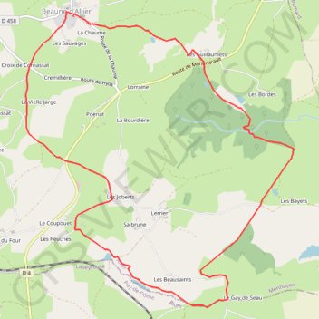 Itinéraire Circuit de Beaune d'Allier, distance, dénivelé, altitude, carte, profil, trace GPS