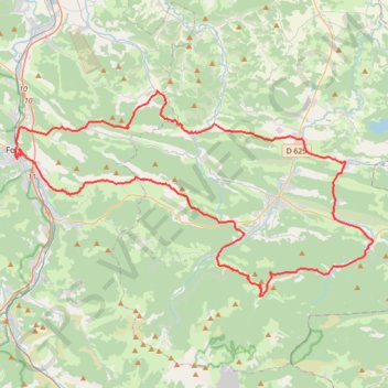 Itinéraire De Foix à Montségur, distance, dénivelé, altitude, carte, profil, trace GPS