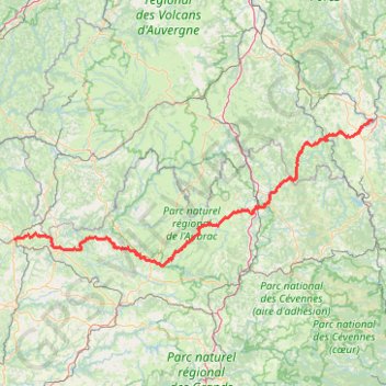 Itinéraire SJC Le Puy - Figeac, distance, dénivelé, altitude, carte, profil, trace GPS