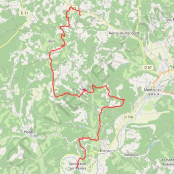 Itinéraire Du Verdoyant à Saint-Léon-sur-Vézère, distance, dénivelé, altitude, carte, profil, trace GPS