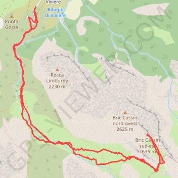 Itinéraire Bric Cassin, distance, dénivelé, altitude, carte, profil, trace GPS