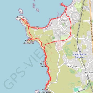 Itinéraire Quiberon_portivy, distance, dénivelé, altitude, carte, profil, trace GPS