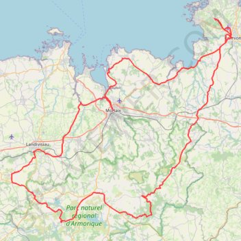 Itinéraire Les Monts d'Arrée, distance, dénivelé, altitude, carte, profil, trace GPS