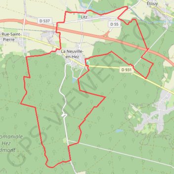 Itinéraire Du mont Volant aux Ployes - La Neuville en Hez, distance, dénivelé, altitude, carte, profil, trace GPS