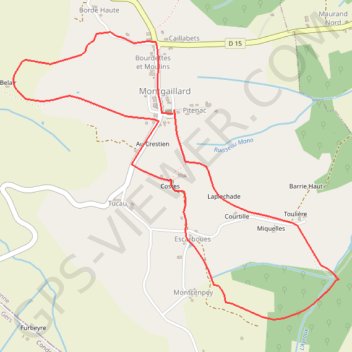Itinéraire Montgaillard des Fontaines, distance, dénivelé, altitude, carte, profil, trace GPS