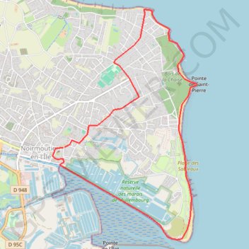 Itinéraire Côte de Lumière, jetée Jacobsen et pointe de Saint-Pierre, distance, dénivelé, altitude, carte, profil, trace GPS