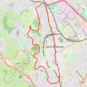 Itinéraire Voie verte Saint Etienne_1, distance, dénivelé, altitude, carte, profil, trace GPS