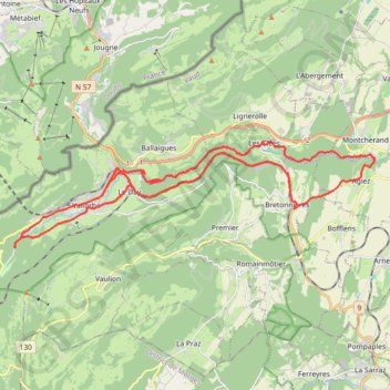 Itinéraire Orbe-vallorbe-orbe, distance, dénivelé, altitude, carte, profil, trace GPS