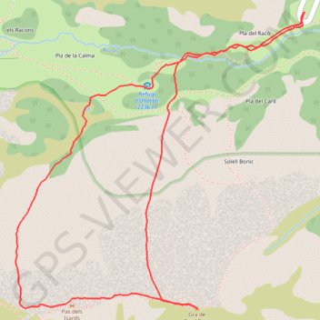 Itinéraire Gra de Fajol Petit - Canal Estreta, distance, dénivelé, altitude, carte, profil, trace GPS