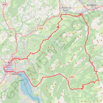 Itinéraire Cran - Fleuries - Vallée du Borne - Croix Fry, distance, dénivelé, altitude, carte, profil, trace GPS