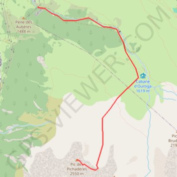 Itinéraire Pic des Pichadères depuis le pont de Hournets, distance, dénivelé, altitude, carte, profil, trace GPS