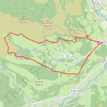 Itinéraire Autour du Serris à Baudéan, distance, dénivelé, altitude, carte, profil, trace GPS