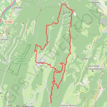 Itinéraire La moliere au départ de la croix Perrin, distance, dénivelé, altitude, carte, profil, trace GPS