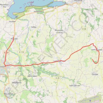Itinéraire véhicules plouider-st vougay, distance, dénivelé, altitude, carte, profil, trace GPS