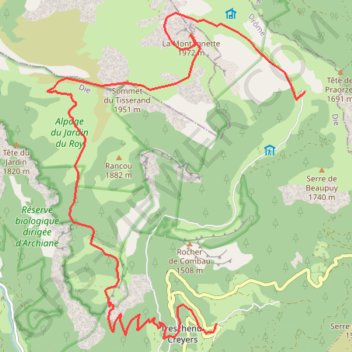 Itinéraire Combau - Montagnette - Tussac - Benevise, distance, dénivelé, altitude, carte, profil, trace GPS