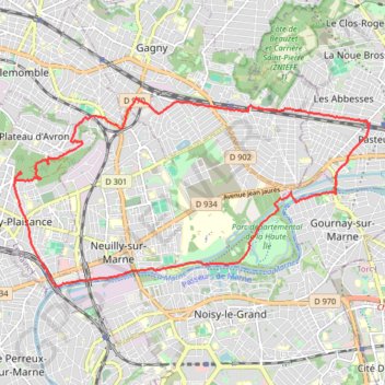 Itinéraire Plateau D'Avron, distance, dénivelé, altitude, carte, profil, trace GPS