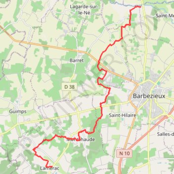 Itinéraire T24.1-La Roche à Lamérac, distance, dénivelé, altitude, carte, profil, trace GPS