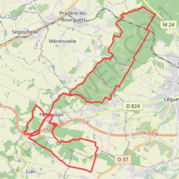 Itinéraire Bouconne, distance, dénivelé, altitude, carte, profil, trace GPS
