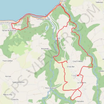 Itinéraire 22-327, distance, dénivelé, altitude, carte, profil, trace GPS