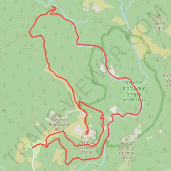 Itinéraire 2025 01 17 - pic du Perthus occidental pont du pigeonnier pix, distance, dénivelé, altitude, carte, profil, trace GPS