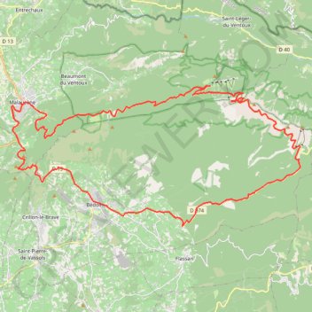 Itinéraire Le Ventoux par la face Nord, distance, dénivelé, altitude, carte, profil, trace GPS