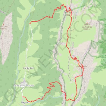 Itinéraire Le Télod en traversée - Dent des Portes, distance, dénivelé, altitude, carte, profil, trace GPS