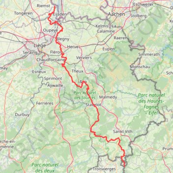 Itinéraire GR5 Belgique, Wallonie, distance, dénivelé, altitude, carte, profil, trace GPS