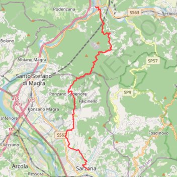 Itinéraire tappa-24-da-aulla-a-sarzana, distance, dénivelé, altitude, carte, profil, trace GPS
