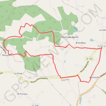 Itinéraire Peyrières, le circuit du Diabla - Pays du Dropt, distance, dénivelé, altitude, carte, profil, trace GPS