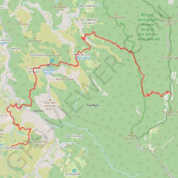 Itinéraire Grand place les hauts / roche plate _1, distance, dénivelé, altitude, carte, profil, trace GPS